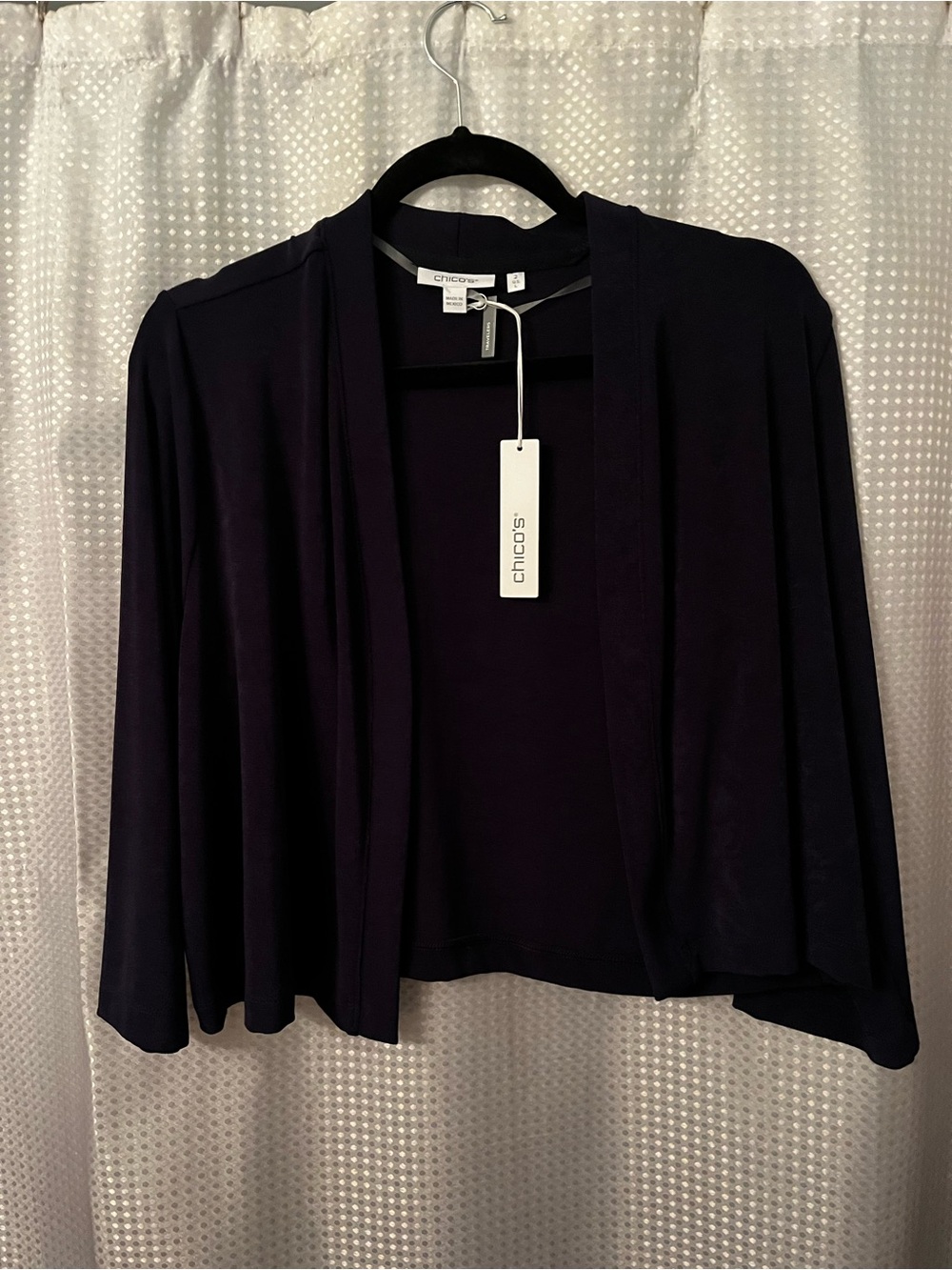 Chico's Navy Open-Front Short Lightweight Cardigan